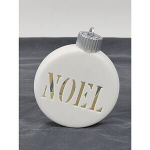 Vintage White Ceramic Bisque LED Lighted Hanging "NOEL" 2-Sided Ornament